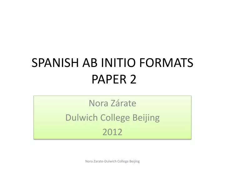 spanish ab initio formats paper 2