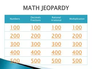 MATH JEOPARDY