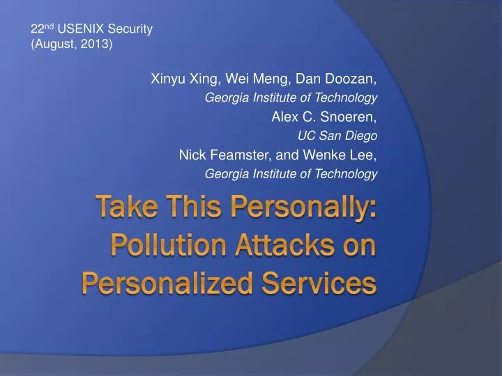 take this personally pollution attacks on personalized services