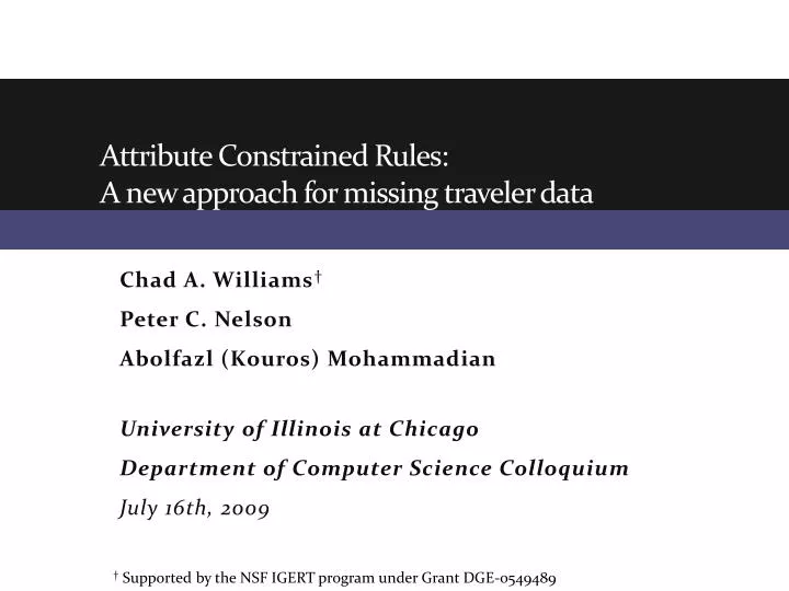 attribute constrained rules a new approach for missing traveler data