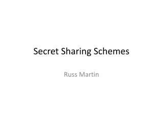 Secret Sharing Schemes