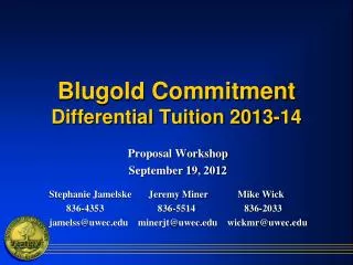 Blugold Commitment Differential Tuition 2013-14