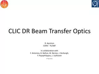 CLIC DR Beam Transfer Optics