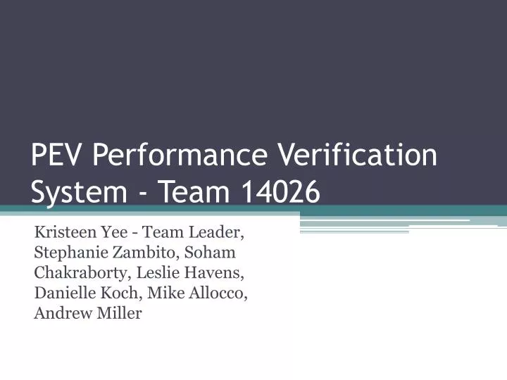 pev performance verification system team 14026