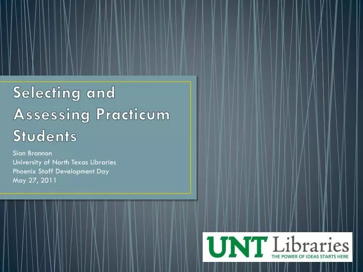 selecting and assessing practicum students