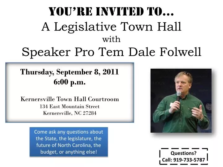 you re invited to a legislative town hall with speaker pro tem dale folwell