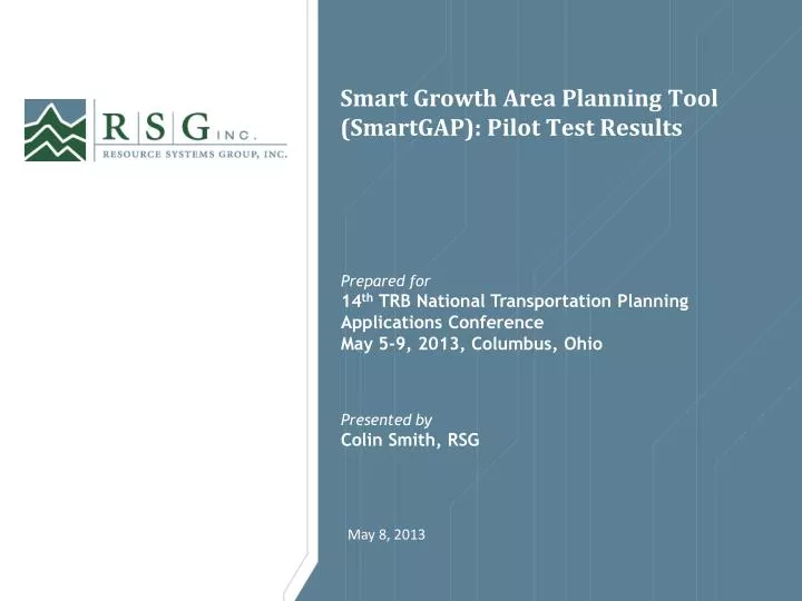smart growth area planning tool smartgap pilot test results