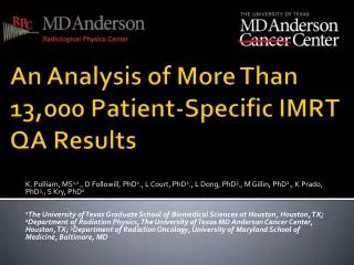 An Analysis of More Than 13,000 Patient-Specific IMRT QA Results