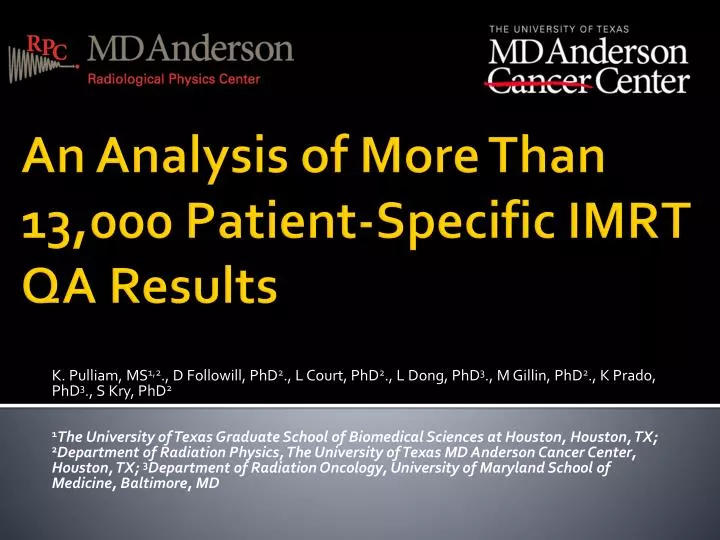 an analysis of more than 13 000 patient specific imrt qa results