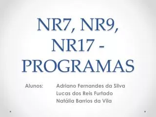 nr7 nr9 nr17 programas