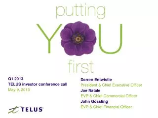 Q1 2013 TELUS investor conference call May 9 , 2013