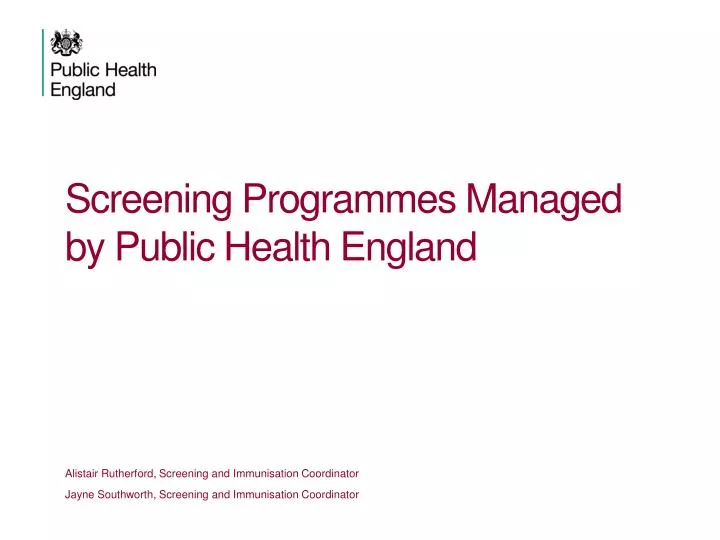 screening programmes managed by public health england