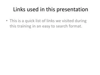 Links used in this presentation