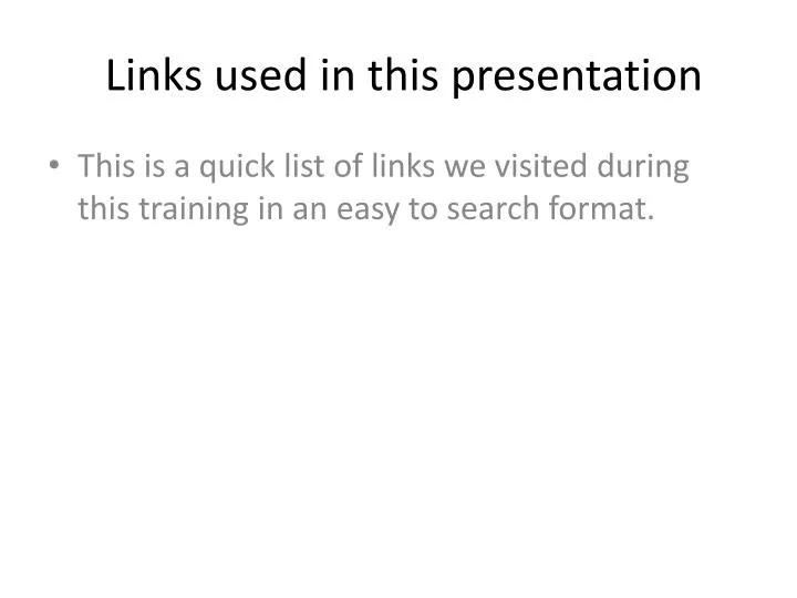 links used in this presentation