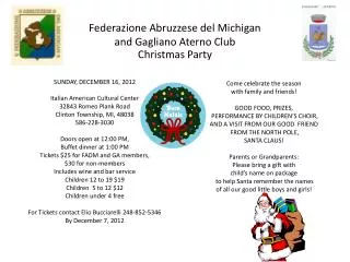 Federazione Abruzzese del Michigan and Gagliano Aterno Club Christmas Party