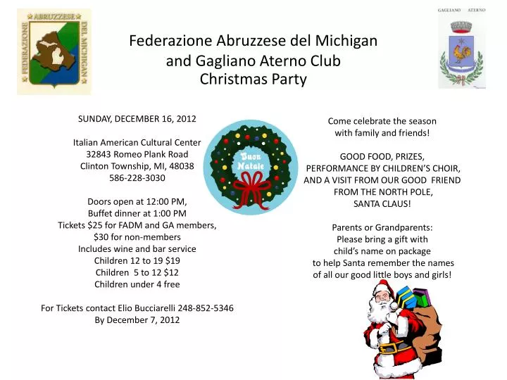 federazione abruzzese del michigan and gagliano aterno club christmas party