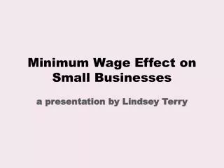 Minimum Wage Effect on Small Businesses