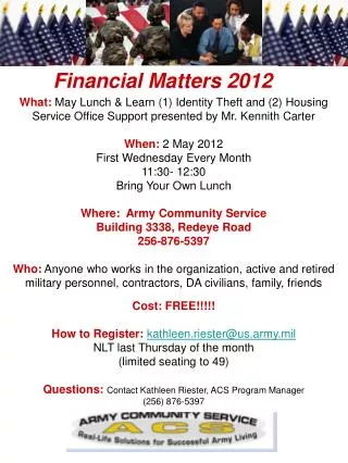 Financial Matters 2012