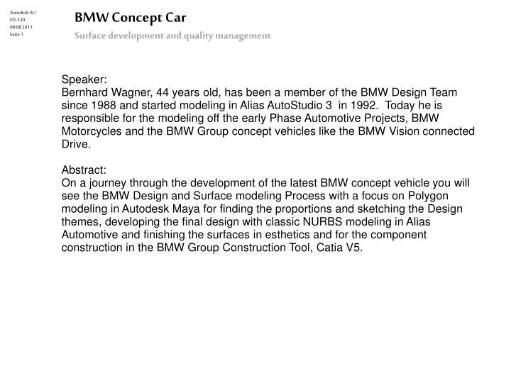 bmw concept car surface development and quality management