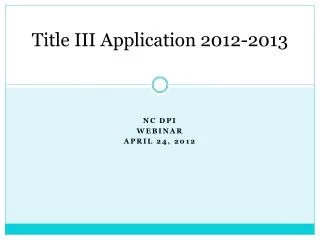 Title III Application 2012-2013