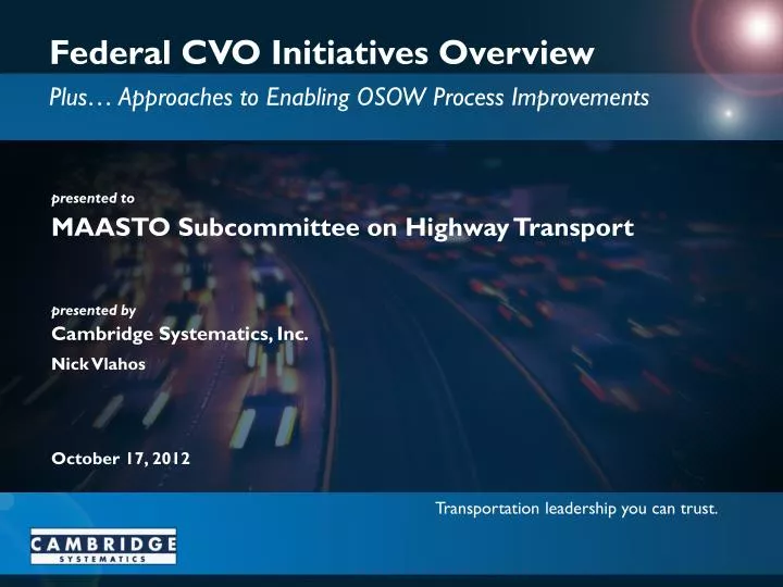 federal cvo initiatives overview