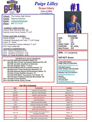 Paige Lilley Texas Glory Class of 2016 texasglory