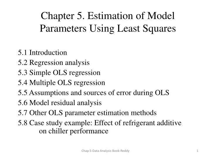 chapter 5 estimation of model parameters using least squares