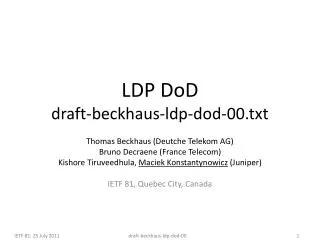 LDP DoD draft-beckhaus-ldp-dod-00.txt