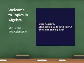 Welcome to Topics in Algebra