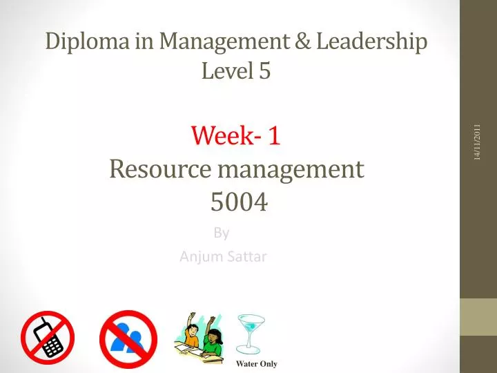diploma in management leadership level 5 week 1 resource management 5004
