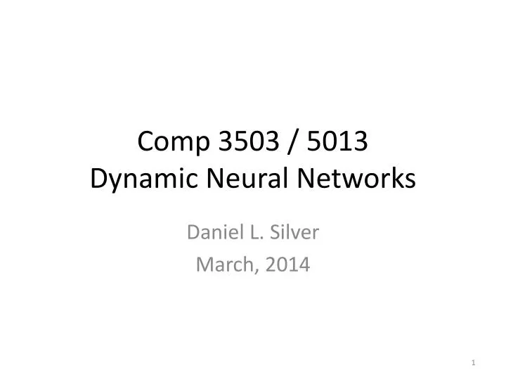 comp 3503 5013 dynamic neural networks