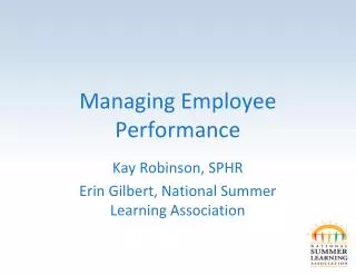Managing Employee Performance