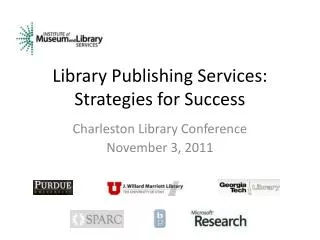 Library Publishing Services: Strategies for Success
