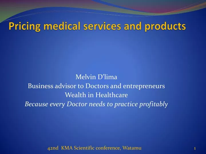 pricing medical services and products