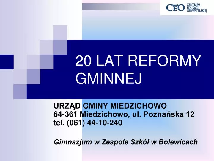 20 lat reformy gminnej