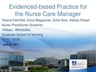 Evidenced-based Practice for the Nurse Care Manager