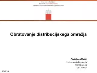obratovanje distribucijskega omre ja