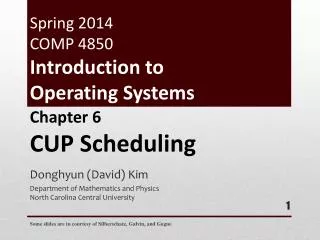 Spring 2014 COMP 4850 Introduction to Operating Systems