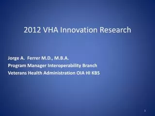 2012 VHA Innovation Research