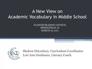 A New View on Academic Vocabulary in Middle School