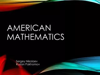 American mathematics