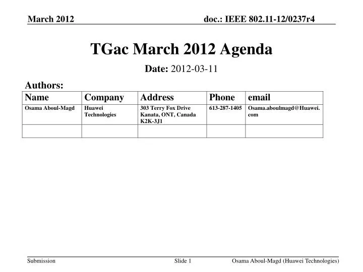 tgac march 2012 agenda