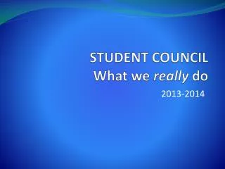 STUDENT COUNCIL What we really do