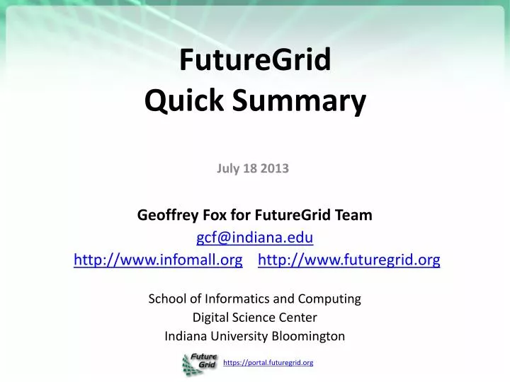 futuregrid quick summary