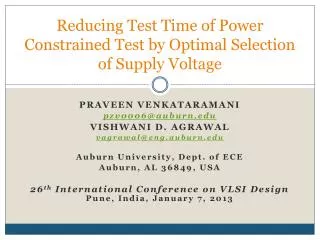 Reducing Test Time of Power Constrained Test by Optimal Selection of Supply Voltage