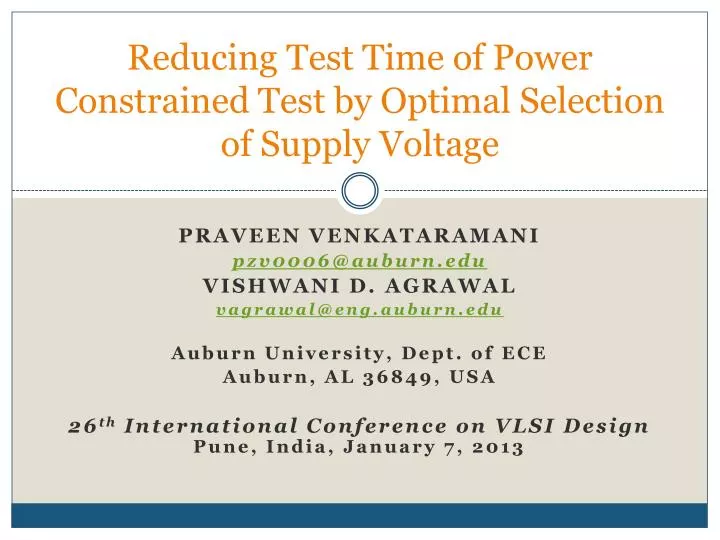 reducing test time of power constrained test by optimal selection of supply voltage