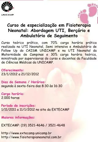 curso de especializa o em fisioterapia neonatal abordagem uti ber rio e ambulat rio de seguimento