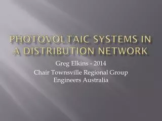 Photovoltaic systems in a distribution network