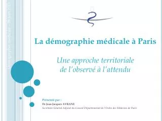 la d mographie m dicale paris une approche territoriale de l observ l attendu