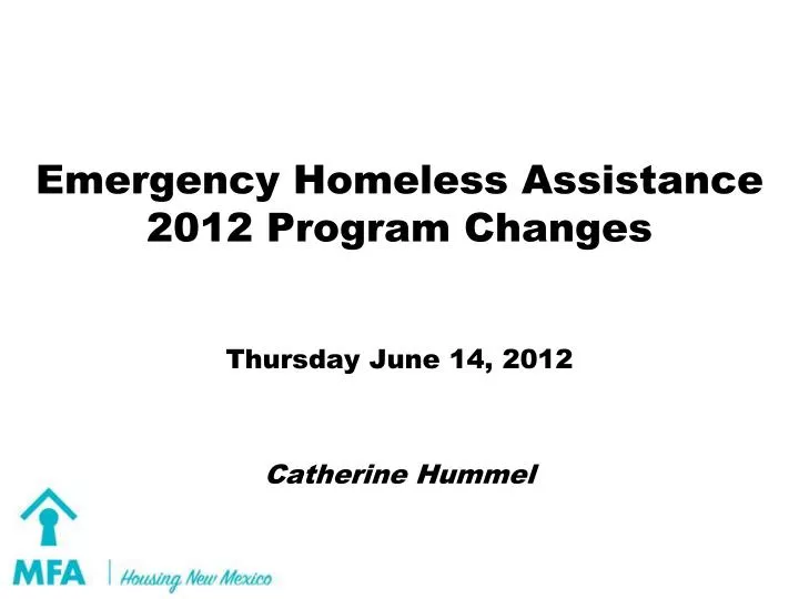 emergency homeless assistance 2012 program changes